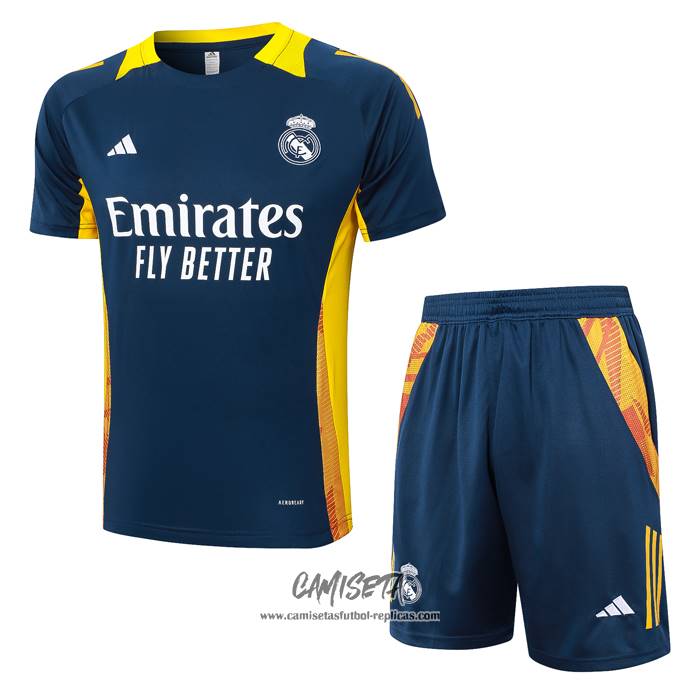 Chandal del Real Madrid 2024-2025 Manga Corta Azul - Pantalon Corto